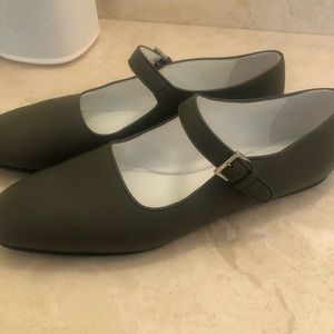 The Row Ava maryjane shoes in olive green, size 40 or 9